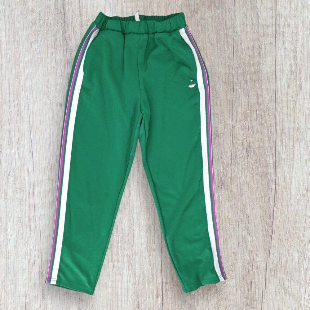 Fabletics Green Side Stripe Athletic Jogger Preppy Golf Pants Activewear Size S